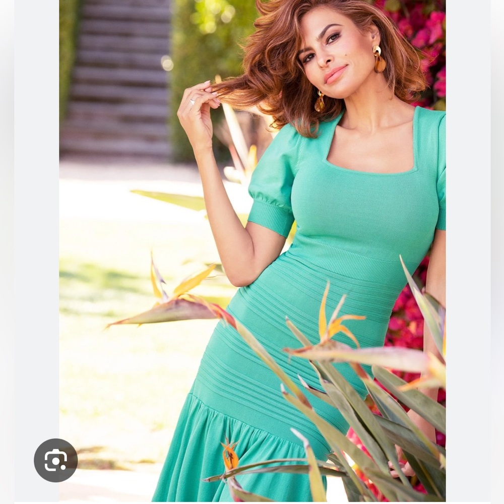 New York And Company Eva Mendes Turquoise Dress Sz M